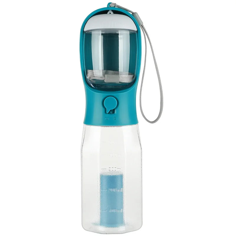 Botella de agua portátil con dispensador para mascotas