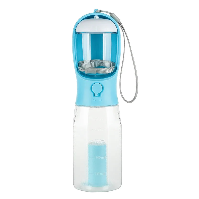Botella de agua portátil con dispensador para mascotas