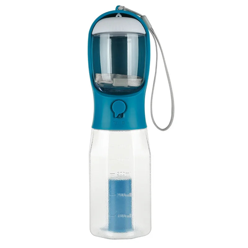 Botella de agua portátil con dispensador para mascotas