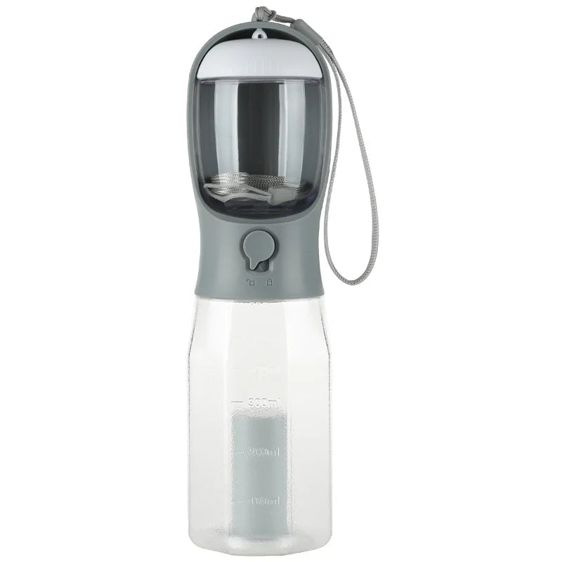 Botella de agua portátil con dispensador para mascotas