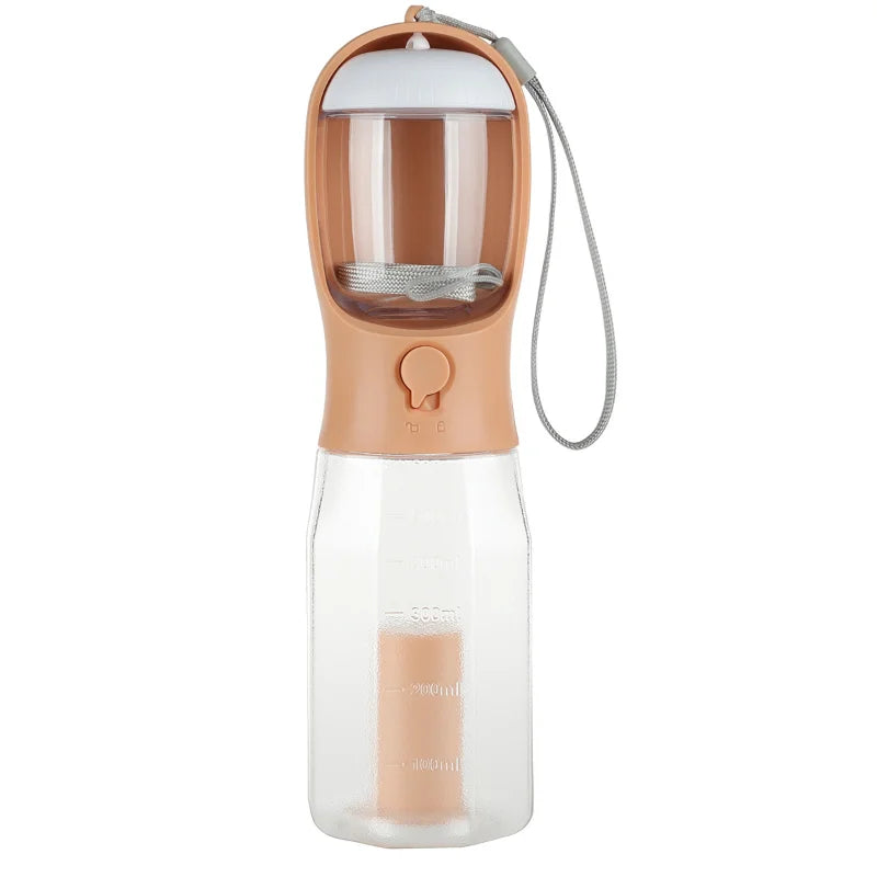 Botella de agua portátil con dispensador para mascotas